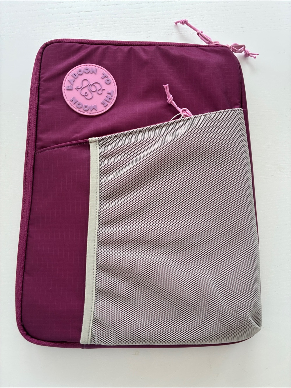 Plum Pink Laptop Sleeve with Front Mesh Pocket